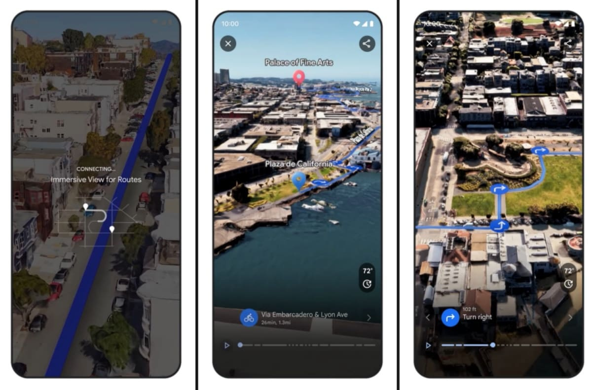 The Google Maps app is now able to show Immersive Views, among other AI features